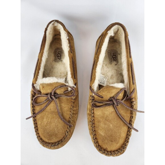 UGG Dakota Slippers Women's 10 House Shoes Tan 5612 Moccasin Loafers Sherpa Wool - Picture 5 of 10